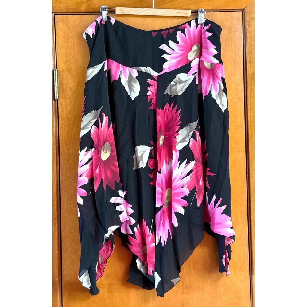 Vintage Nygård Collection 100% Silk Floral Handkerchief Hem Skirt 20 Y2K NWOT - Picture 4 of 7